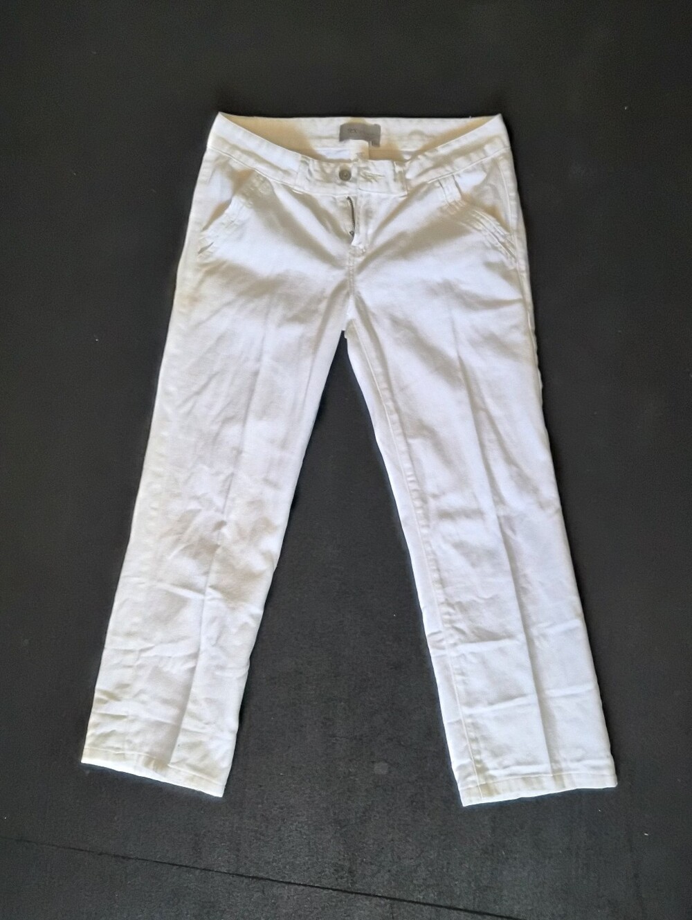 Women’s White Slim Crop Pants 100"cotton